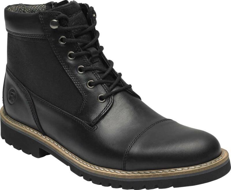 Rockport Marshall Rugged Cap Toe Combat Boot (Men's) - Black Leather ...