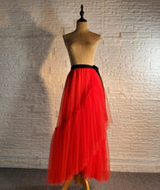 Women High Waist Wrap Tulle Skirt Outfit Orange Plaid Midi Tulle Skirt Plus image 14