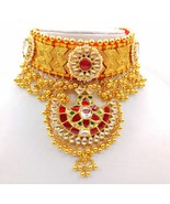 Rajasthan Indian Necklace Earring &amp; Ring Yellow Gold 22k 22ct Kundan Jew... - $24,808.01