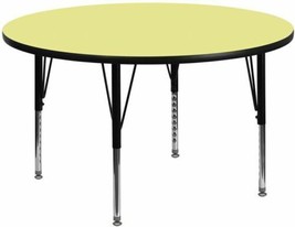 48'' Round Yellow Thermal Laminate Activity Table - Height Adjustable Short Legs - $365.57
