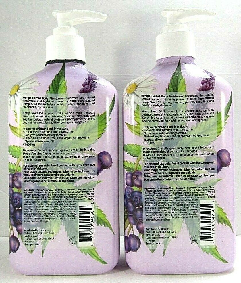 2 pack SUMMER EDITION Hempz Blueberry Lavender & Chamomile Moisturizer 17oz Tanning Lotion
