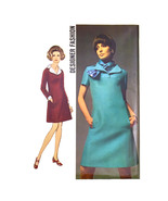 1960s Vtg Simplicity Sewing Pattern 8446 Shift Dress Scarf Contrast 12 U... - $6.95