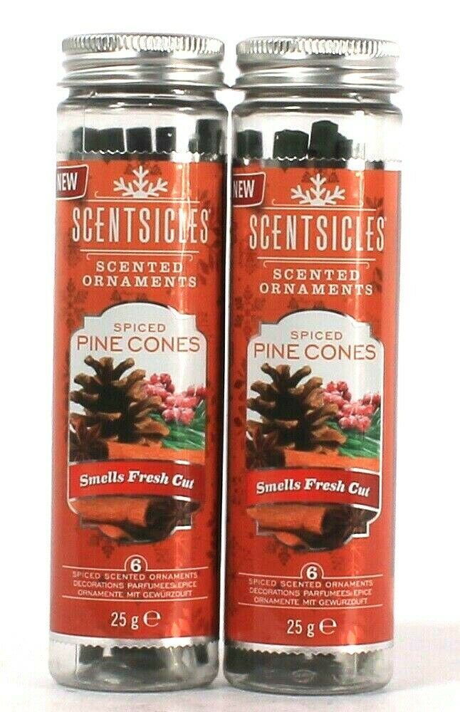Primary image for 2 Bottles Scentsicles Spiced Pine Cones 6 Count Spiced Scented Ornaments