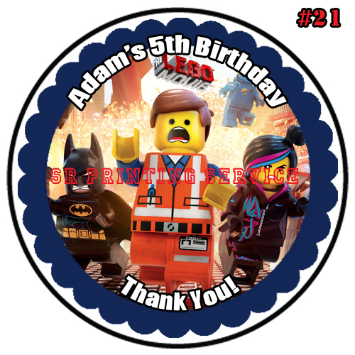 Lego The Movie Birthday Stickers 1 Sheet Round Personalized Custom Made ...