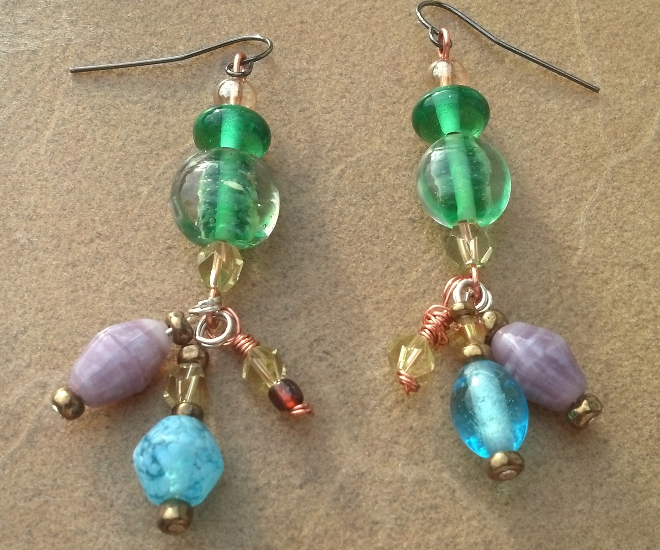 Crystals Lampwork Glass Earrings Handmade In USA Gifts for Mothers Day