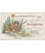 Vintage Postcard Birthday Child Feeds Birds Cradle Roll 1911 - £7.34 GBP