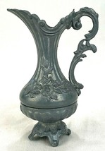 Antique Spelter Small Spelter Metal Ewer Pitcher Vase-Floral-Small 4.25&quot;... - $19.86