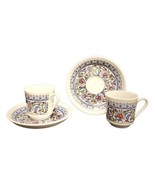 Turkish Coffee Espresso Cups Set of 2 Floral Geometric Porcelain Cups &amp; ... - $28.71