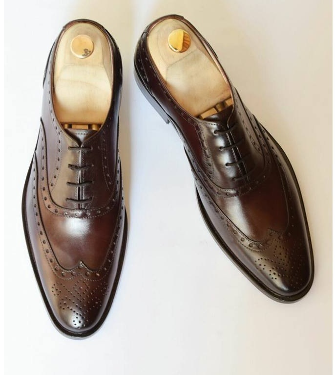 NEW Handmade Men Wingtip brogue shoes, Men formal shoes, Men brown leather shoe