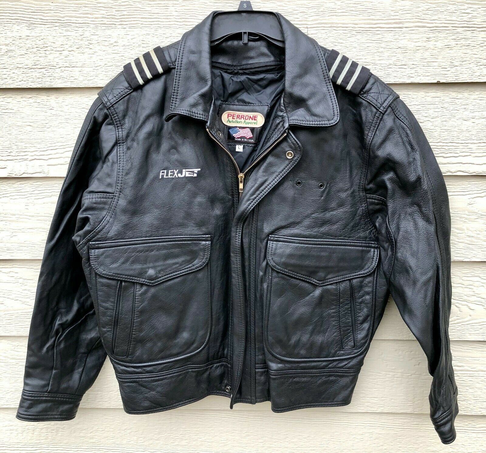 PERRONE Genuine Leather Flyer's Man PILOT Flight Jacket - Large (MADE ...