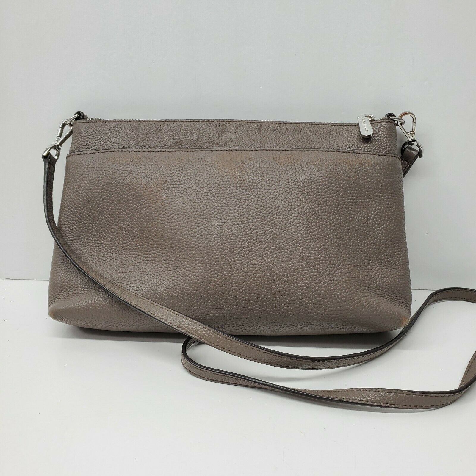 Michael Kors Taupe Brown Cross Body Purse Pebbled Leather Detachable ...