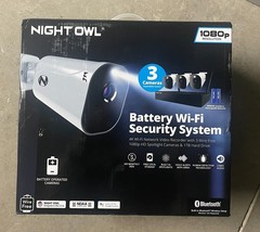 ✅Night Owl 4K Wi-Fi NVR W/1TB Hard Drive &amp; 3 Battery 1080p HD Spotlight ... - $350.63