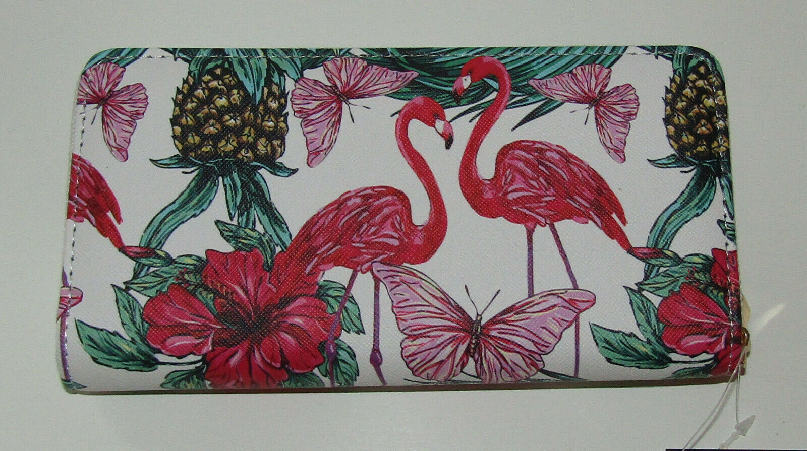Flamingo Womens Wallet Butterfly New Zip Around Card ID Slots Hibiscus