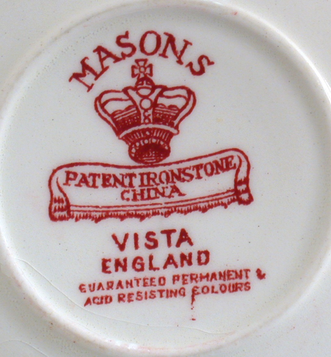 Masons Ironstone China Old Vista Pink Saucer England Red Masons