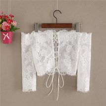 Off Shoulder Long Sleeve Lace Crop Top Bridal Crop Lace Top Plus Size image 2