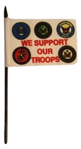 Wholesale Lot of 12 We Support Troops 4"x6" Flag Desk Table Stick Black Staff - $13.88