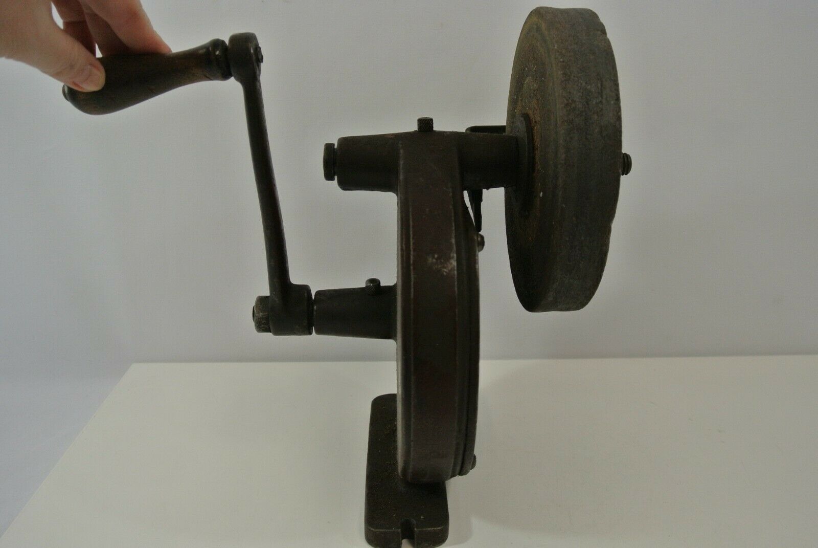 Antique Hand Grinding Wheel Stone 6" Bench Mount No. 32 Other