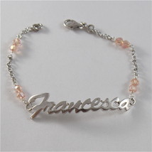 925 SILVER BRACELET WITH NAME FRANCESCA & CUBIC ZIRCONIA MADE IN ITALY 79,00 USD image 1
