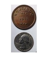 1911 Guatimoc Tapachula Chiapas Cafetal Hacienda Copper Token - $25.95