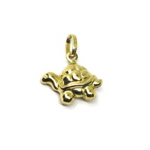 18K YELLOW GOLD MINI ROUNDED TURTLE PENDANT 14mm DIAM. TWO FACES SMOOTH & WORKED image 1