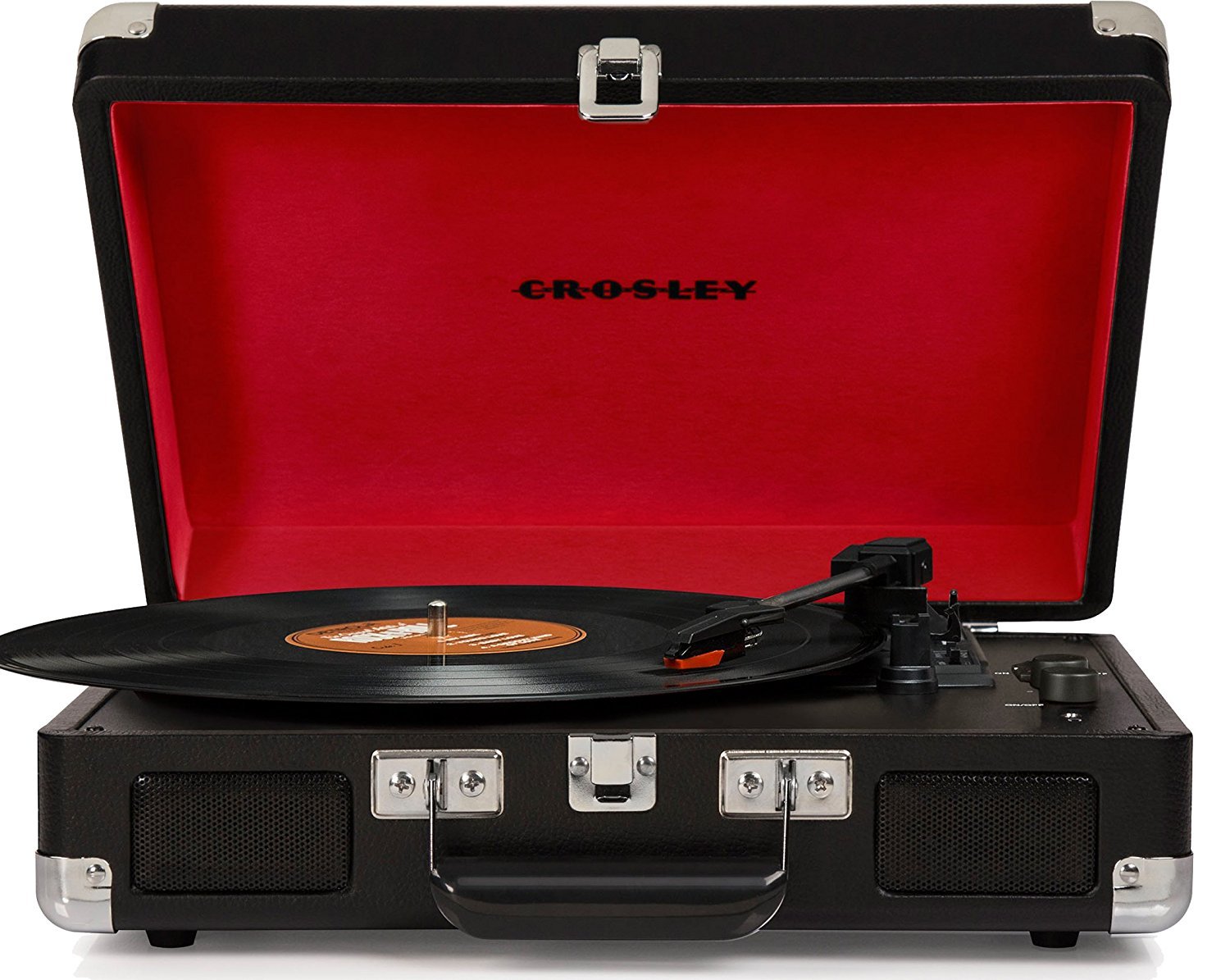 PORTABLE RECORD PLAYER STEREO TURNTABLE JET BLACK ELVIS PRESLEY 3 SPEED