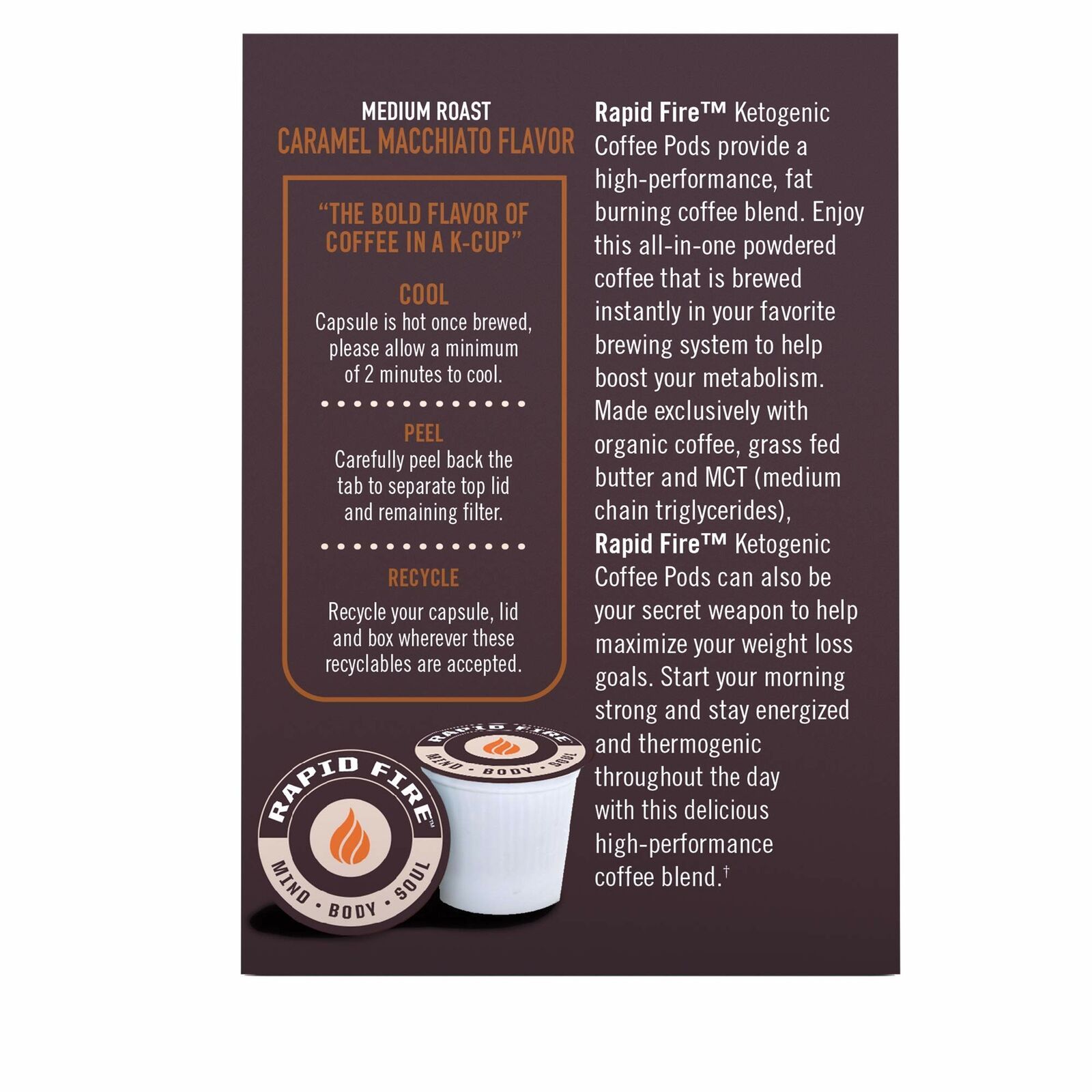 Ketogenic Coffee Pods Caramel Macchiato Single Serve K Cups Keto Diet