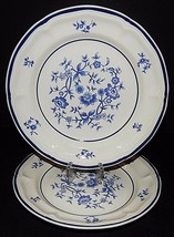 2 Newcor Stoneware Villa #680 Dessert Plates Blue Floral Japan 1986 Vintage - $26.72