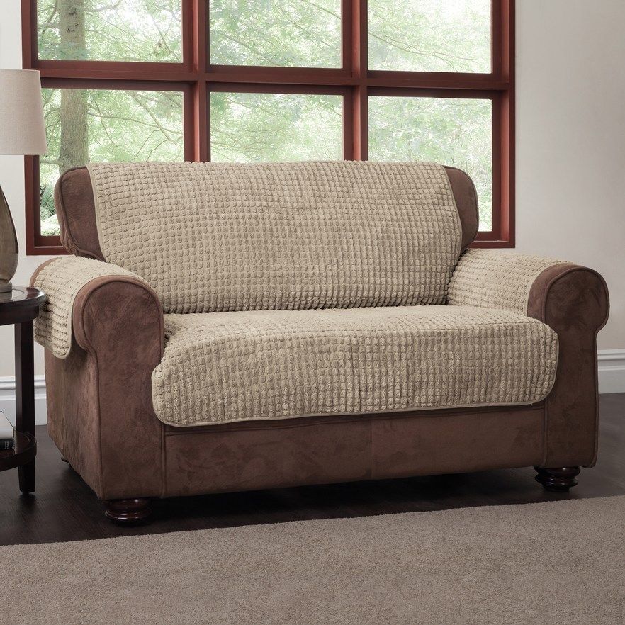 Innovative Textile Solutions Puffs Plush Sofa Slipcover Natural Cream