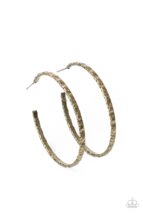 Paparazzi Grungy Grit Brass Hoop Earrings - New - $4.50