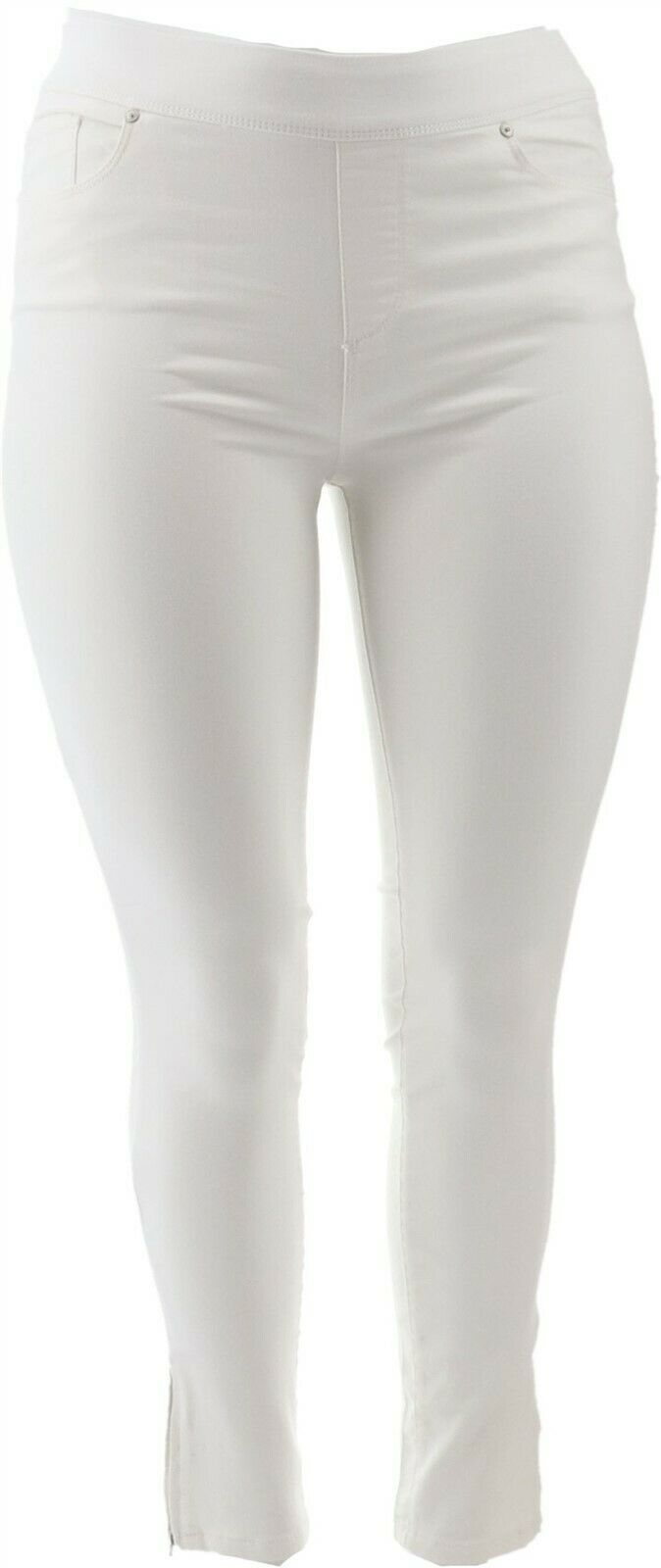 Martha Stewart Knit Denim Ankle Jeans Zipper White 12 NEW A351436