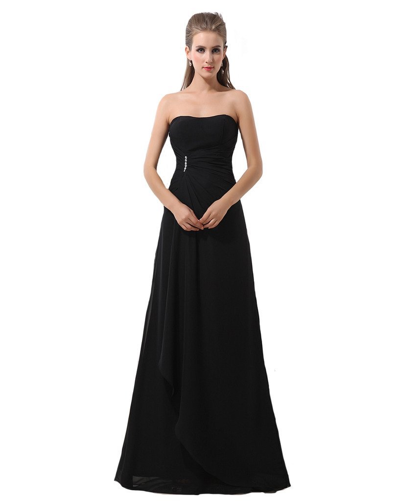 Kivary Women's Long A Line Bridesmaid Dresses Black US 14