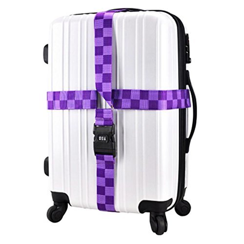 George Jimmy Cross Suitcase Baggage Luggage Packing Belt with Lock-Purple Square