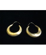 14K Yellow GOLD SATIN Hoop Earrings - 1 1/4 inches long - $165.00