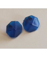 Vintage Blue Octagon Lucite  Pierced Earrings - $9.99