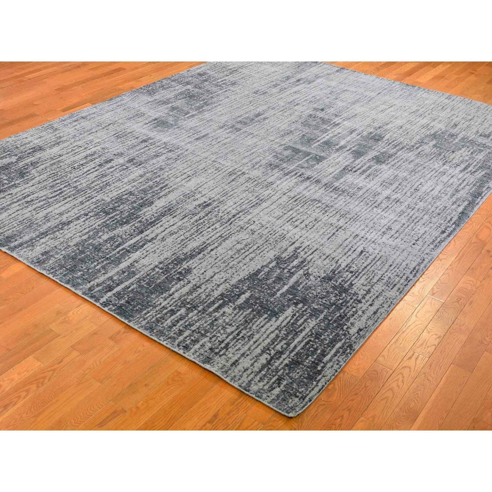 9'x11'9" Gray Fine jacquard Hand Loomed Modern Wool And Art Silk Rug