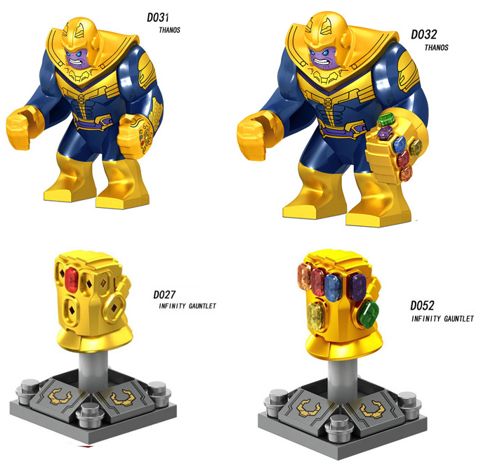 1pcs Super Villain Thanos with Unlimited Glove Combo Minifigure Building Blocks