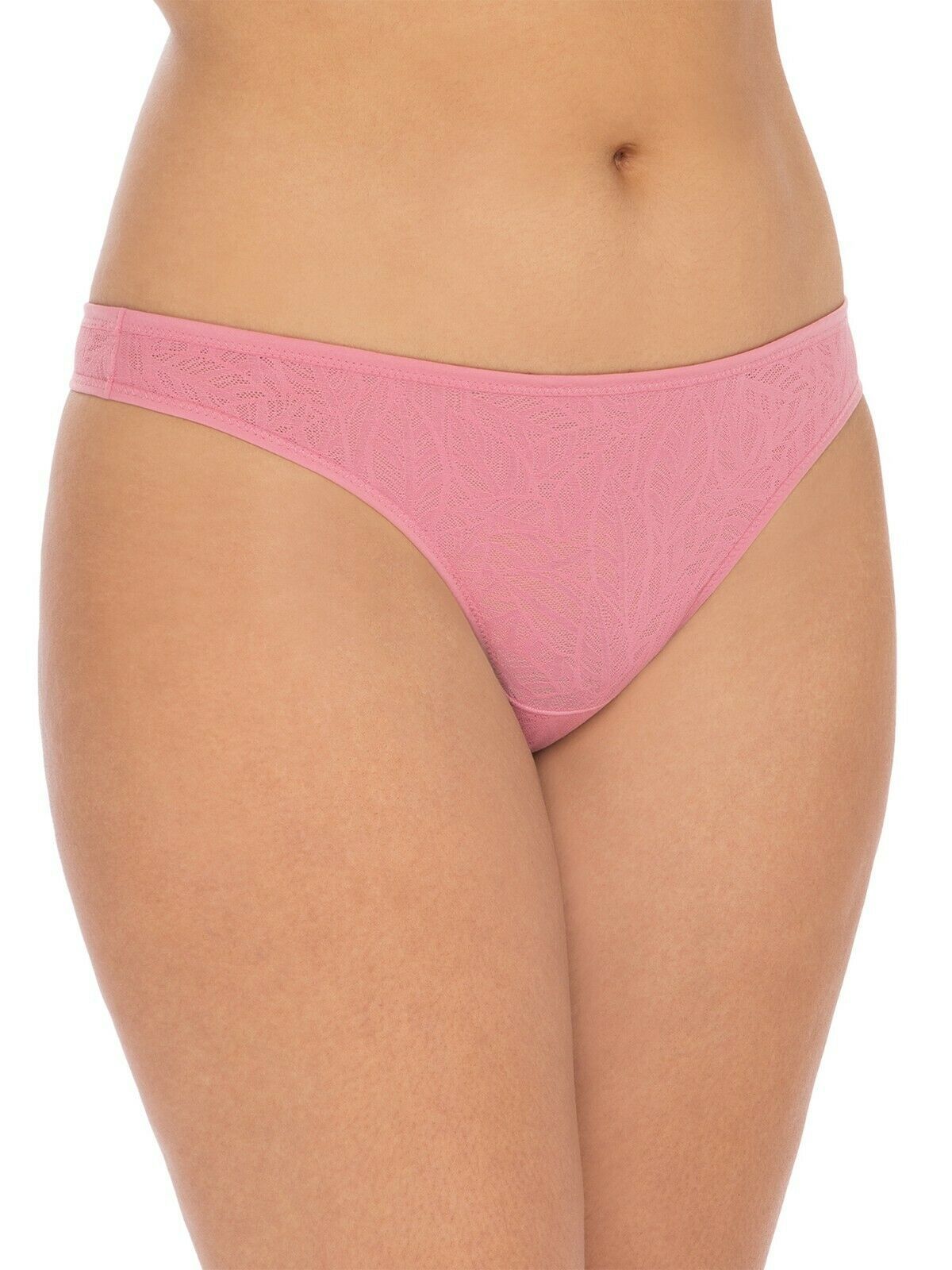 Secret Treasures Women's Lace Leaf Thong Panties Size LARGE Pink 1 Pair