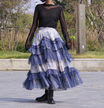Gray Tiered Tulle Skirt Outfit High Waisted Full Plus Size Layered Tulle Skirts  image 10