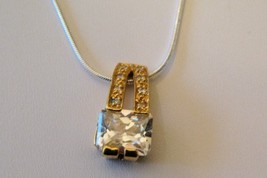 Cubic Zirconia Gold Tone Pendant,  925 Silver Chain 18" - $9.99