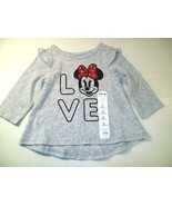 NEW BABY GIRL&#39;S DISNEY MINNIE MOUSE LOVE T-SHIRT SIZE 3 MO GRAY JUMPING ... - $10.73