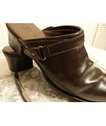 10 Wome Shoe Clog Mule Brown Low Heel Leather Slip On Comfort Career Wor... - $13.87