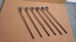  Vintage 6 Sterling Silver Iced Tea Mint Julep Spoon Straws Heart Shaped Bowls - $125.00