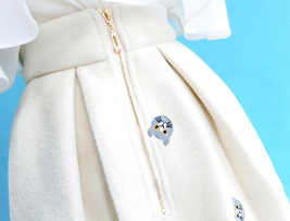 Ivory White Winter Midi Pleated Skirt Warm Wool Holiday Skirt Outfit Plus Size  image 7