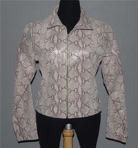 Rem Garson SNAKESKIN Shimmery Highlights Mocha Beige Leather Jacket Wms ... - $64.99