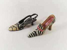 Set of 2 Miniature Shoes Zebra Black/White Rhinestone Displayed Only/Clo... - $9.85