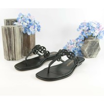 Tory Burch Black Leather Tiny Miller Thong Sandals Size 9 NIB - $197.51