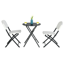 3 Pieces Patio Rattan Bistro Set with Round Dining Table and 2 Chairs image 8