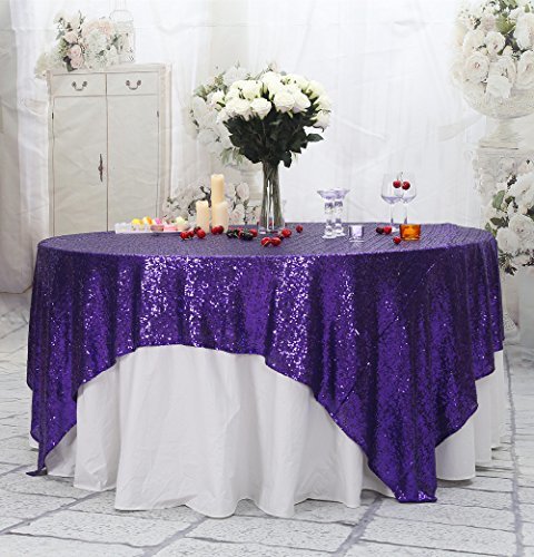 PartyDelight Sequin Tablecloth, Sequin Table Overlay, Square, 90"x90 ...