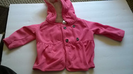 Carter's Baby Girl Pink Fleece Jacket Hood & Ears size 9 months Double Buttons - $15.18