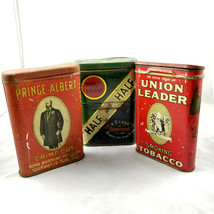 3 Tobacco Tins Prince Albert Half &amp; Half Union Leader Tobacciana Smoking... - $21.49